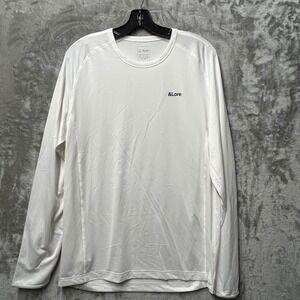 &Lore Bright White Long Sleeve Athletic Shirt Mens Medium Moisture Wicking-M-NEW